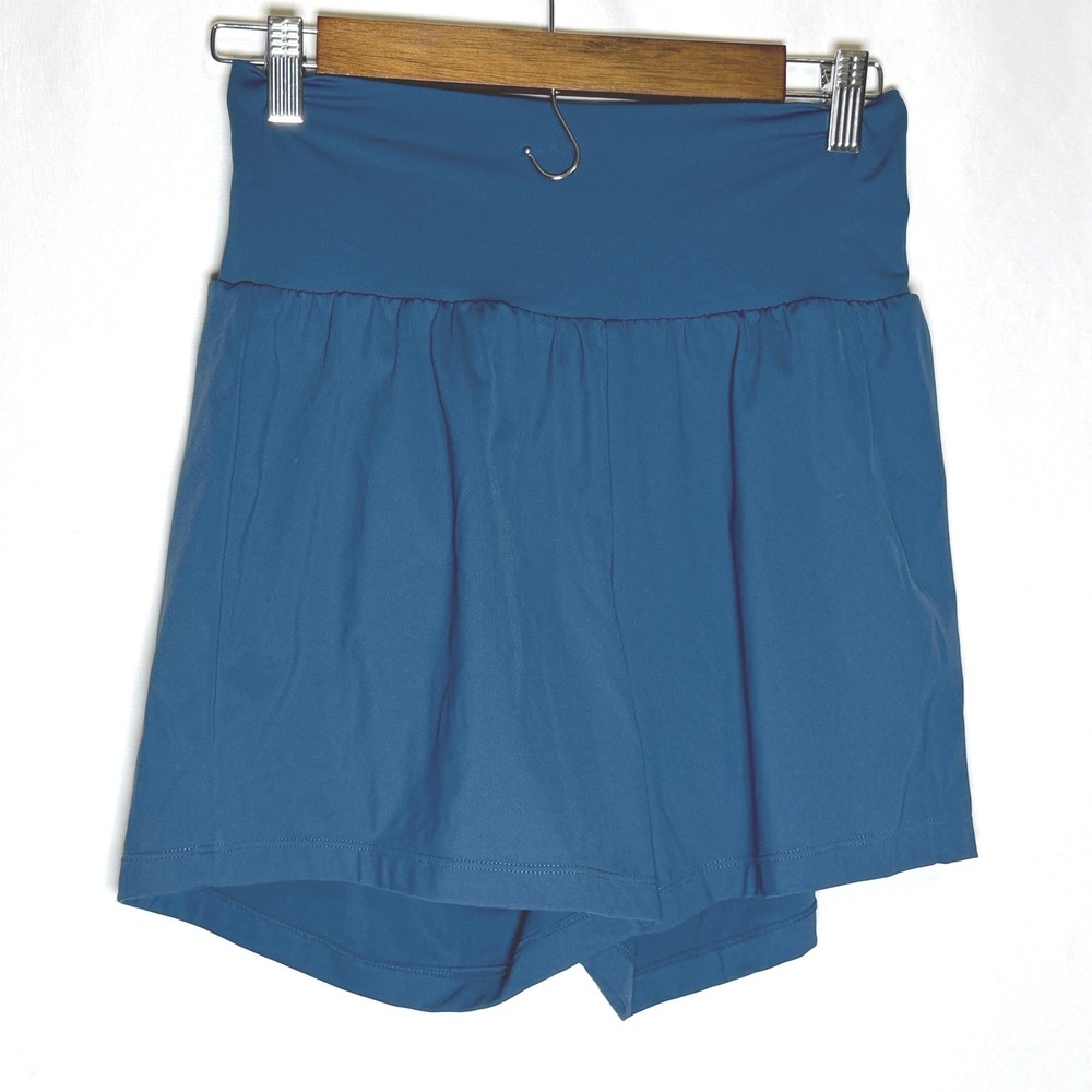 Halara Teal Majolica Blue High Waisted Shorts Women Medium Long Zipper Pocket